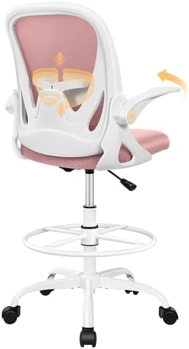 Drafting Chair Tall Office Chair with Flip-up Armrests