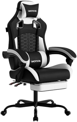 Gaming Chair with Massage and Footrest