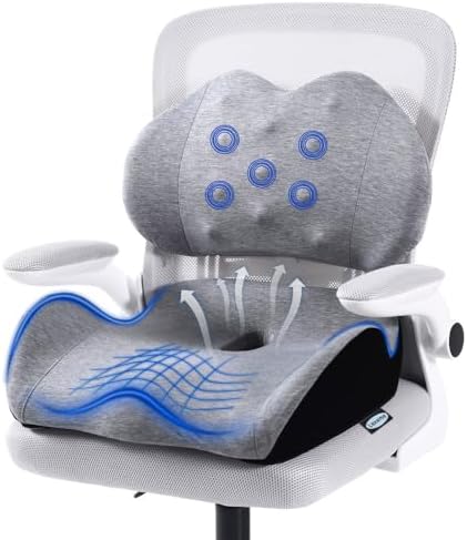 Lexeme X Large Memory Foam Seat Cushion Lumbar Support Pillow for Sciatica & Tailbone Pressure Relief Coccyx Pad for Office Chair, Car,Wheelchair,Home,Office